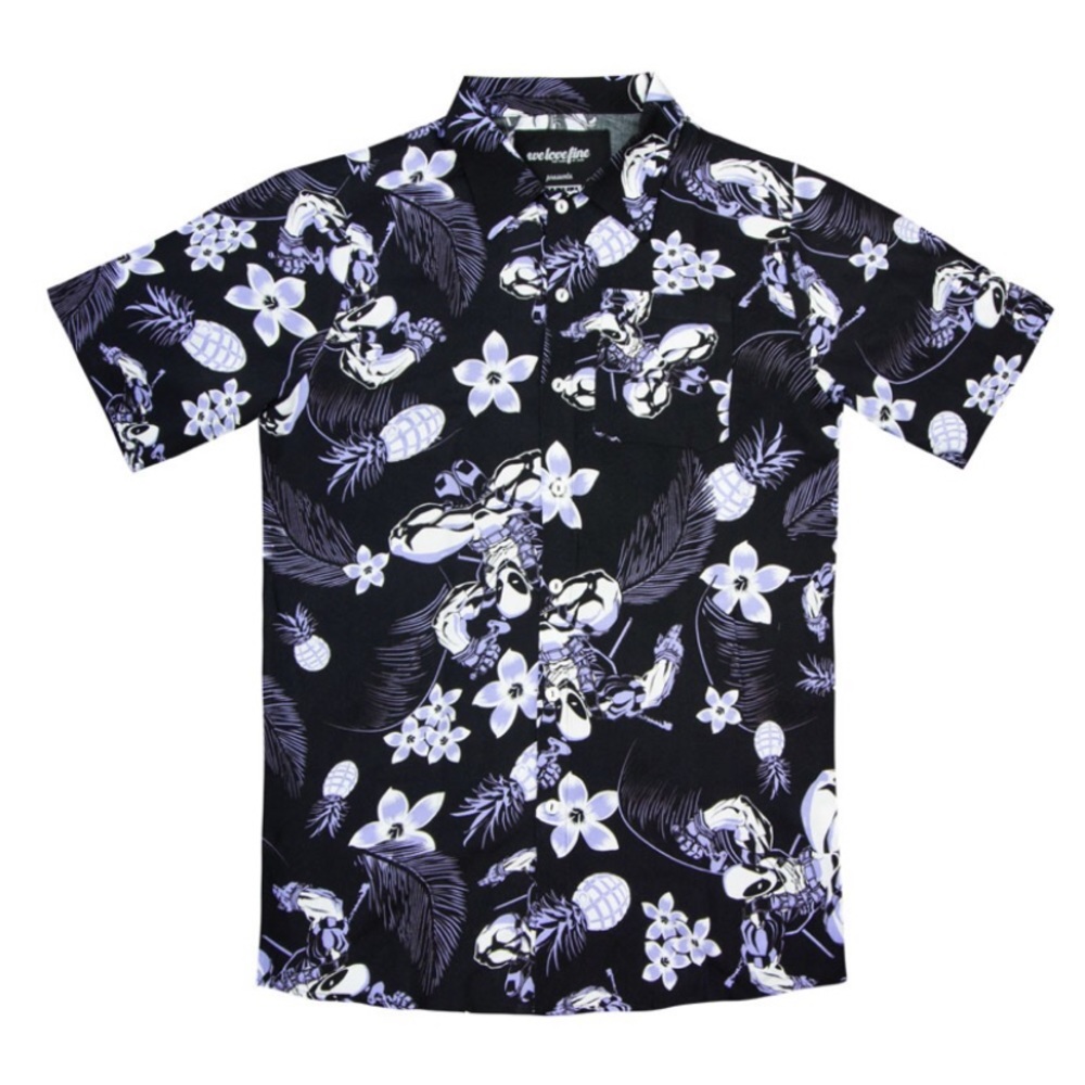 LAST CHANCE Deadpool floral printed short sleeve button up shirt